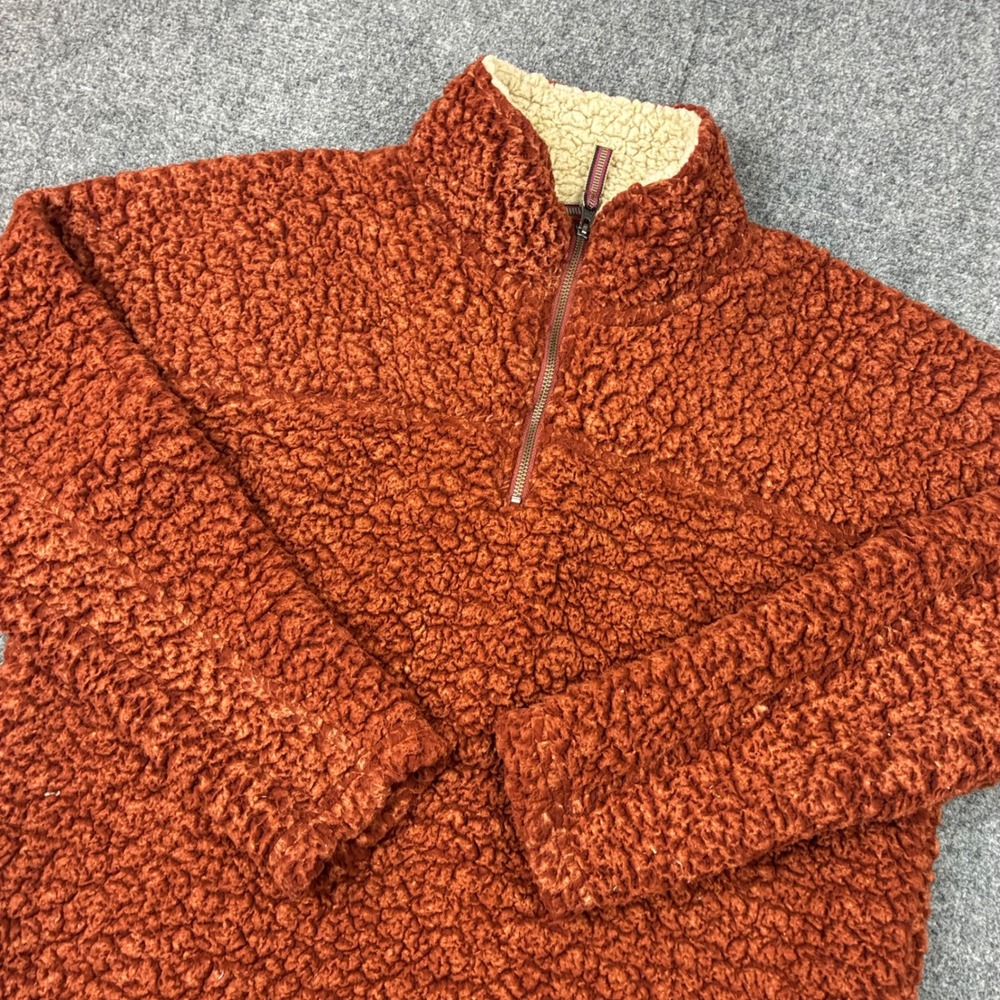 Live Oak Brand Burnt Orange Sherpa Fleece Quarter Zip Pullover Mens Size Medium